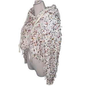 Earthbound Trading Co Multicolor Confetti Textured Cropped Hoodie Sweater M